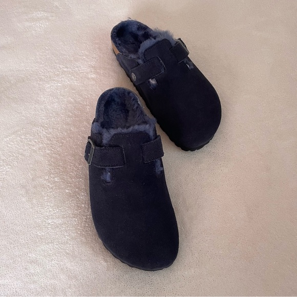 Birkenstock Boston Shearling Suede Leather in New Navy✨ - Picture 1 of 15